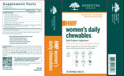 Label for HMF Women's Daily Chewables Natural Cranberry-Apple-Raspberry Flavour