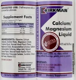 Label for Calcium/Magnesium Liquid