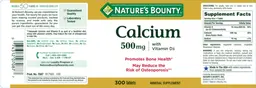 Label for Calcium 500 mg with Vitamin D3