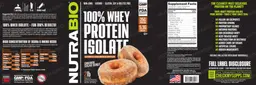 Label for 100% Whey Protein Isolate Cinnamon Sugar Donut