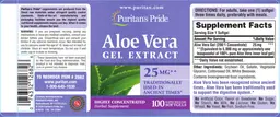 Label for Aloe Vera Gel Extract 25 mg