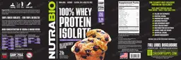 Label for 100% Whey Protein Isolate Blueberry Muffin