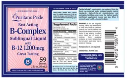Label for B-Complex Sublingual Liquid with B-12 1200 mcg