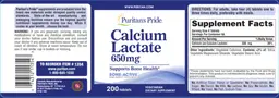 Label for Calcium Lactate 650 mg