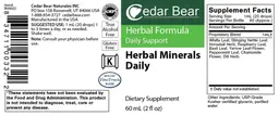 Label for Herbal Minerals Daily