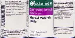 Label for Herbal Minerals Daily