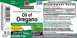 Label for Oil of Oregano Alcohol-Free