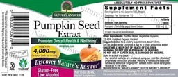 Label for Pumpkin Seed Extract