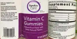 Label for Vitamin C Gummies Natural Fruit Flavor