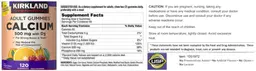 Label for Calcium 500 mg with D3 Adult Gummies