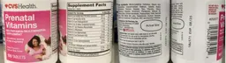 Label for Prenatal Vitamins