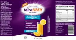 Label for MiraFIBER Sugar Free Orange Powder