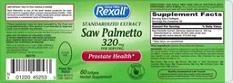 Label for Saw Palmetto 320 mg
