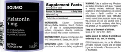 Label for Melatonin 3 mg