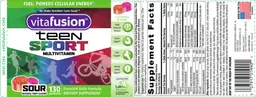 Label for Teen Sport Multivitamin