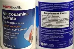 Label for Glucosamine Sulfate 2000 mg