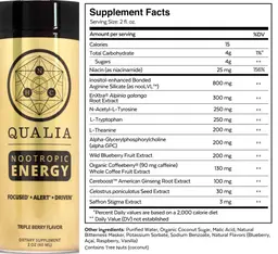 Label for Qualia Nootropic Energy Triple Berry Flavor