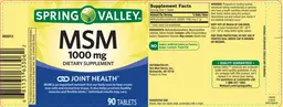 Label for MSM 1000 mg