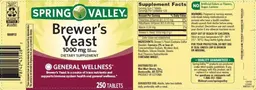 Label for Brewer's Yeast 1000 mg