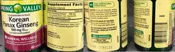 Label for Korean Panax Ginseng 100 mg