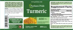 Label for Turmeric 400 mg