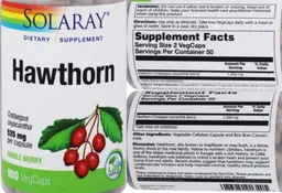 Label for Hawthorn 525 mg
