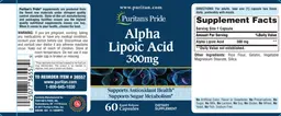 Label for Alpha Lipoic Acid 300 mg