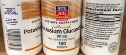 Label for Natural Potassium Gluconate 99 mg