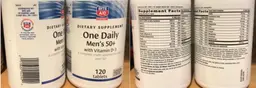 Label for One Daily Men's 50+ with Vitamin D-3