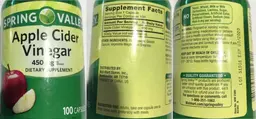 Label for Apple Cider Vinegar 450 mg