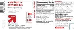 Label for Calcium + Vitamin D3 600 mg/20 mcg