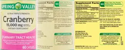 Label for Ultra Triple Strength Cranberry 15,000 mg