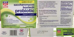 Label for Saccharomyces boulardii Probiotic