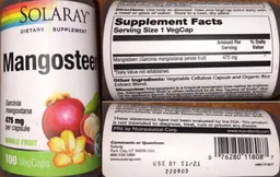 Label for Mangosteen 475 mg