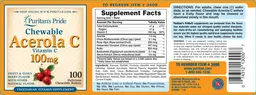 Label for Chewable Acerola C 100 mg Sweet & Tangy Berry Flavor