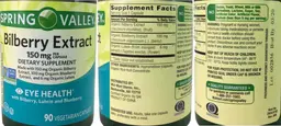 Label for Bilberry Extract 150 mg