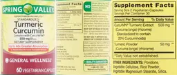 Label for Turmeric Curcumin Complex with CurcuWin 550 mg