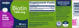 Label for Biotin 1000 mcg