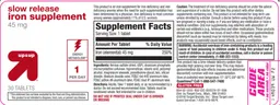 Label for Slow Release Iron Supplement 45 mg