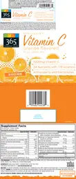 Label for Effervescent Vitamin C Orange Flavored