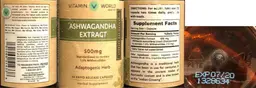 Label for Ashwagandha Extract 500 mg