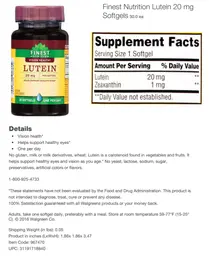 Label for Lutein 20 mg