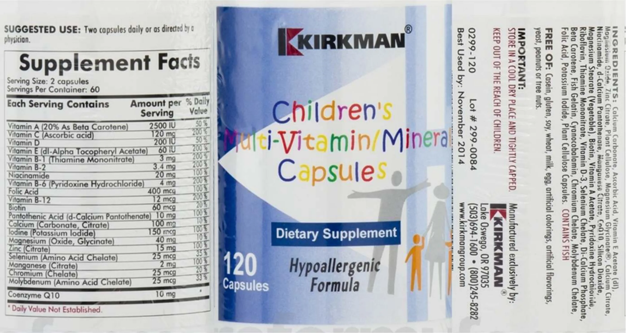 Label for Children's Multi-Vitamin/Mineral Capsules