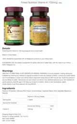 Label for Vitamin K 100 mcg