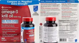 Label for 100 % Pure Omega-3 Krill Oil 500 mg