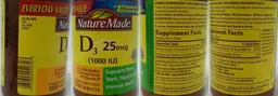 Label for D3 25 mcg (1000 IU)