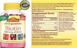 Label for Biotin Adult Gummies 3000 mcg