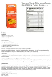 Label for Vitamin C Effervescent Powder Blend Orange Flavor