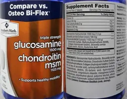 Label for Triple Strength Glucosamine 1500 mg Chondroitin MSM 1103 mg