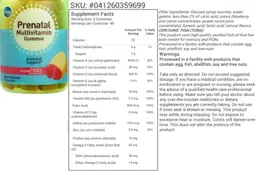 Label for Prenatal Multivitamin Gummie